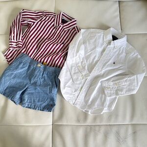 Polo by Ralph Lauren Kids Striped Red and White Shirt with Blue Shorts 4T